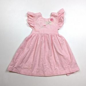 Vintage Pink Gingham Kids Casual Dress